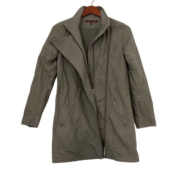 Comptoir Des Cottonniers Linen Coat XS/S Tan Asymmetrical Blend Boho Lagenlook - Picture 2 of 13